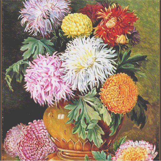 Japanse Chrysanthemums, beroemd schilderij, Sticker (Voorkant)
