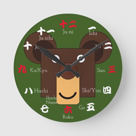 Japanse cijfers in Kanji Ronde Klok (Voorkant)