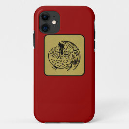 Japanse Clan Kamon Red Laquer en Gold Rooster iPhone 11 Hoesje