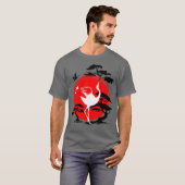 Japanse Crane Bird Bonsai Tree and Red Sun T-shirt (Voorkant volledig)