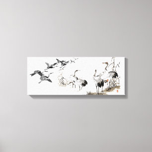 Japanse Crane Bird Wetlands Wildlife Stretted Canvas Afdruk