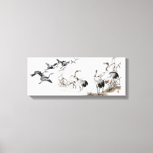 Japanse Crane Bird Wetlands Wildlife Stretted Canvas Afdruk (Voorkant)