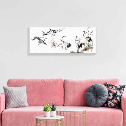 Japanse Crane Bird Wetlands Wildlife Stretted Canvas Afdruk (Insitu (Woonkamer))