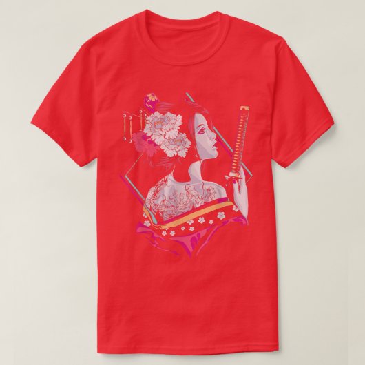 Japanse Cultuur Samurai Cherry Blossom Sakura Gei T-shirt (Design voorkant)
