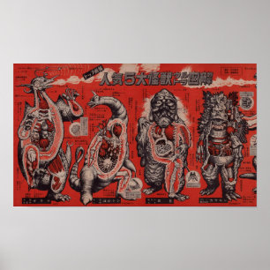 Japanse Cutaway Monster Poster