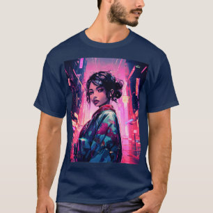 Japanse cyberpunk geisha esthetische stedelijke st t-shirt