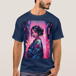 Japanse cyberpunk geisha esthetische stedelijke st t-shirt