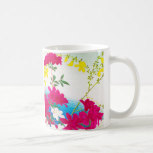 Japanse daglelies - magenta, geel blauw koffiemok