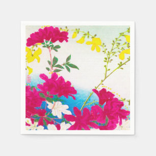 Japanse daglelies - magenta, geel blauw servet