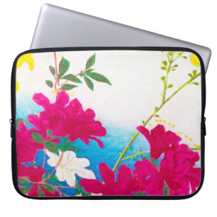 Japanse dagleugens - magenta, geel blauw laptop sleeve