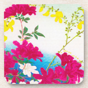 Japanse dagleugens - magenta, geel blauw onderzetter