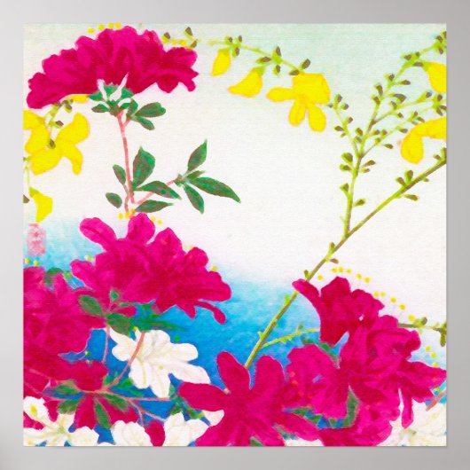 Japanse dagleugens - magenta, geel blauw poster (Voorkant)