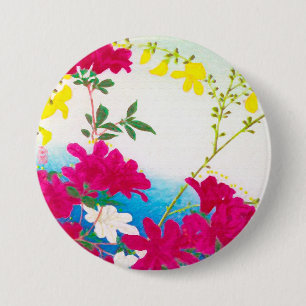 Japanse dagleugens - magenta, geel blauw ronde button 7,6 cm