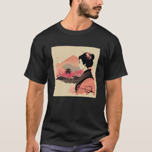 Japanse Dame Cherry Blossom Geisha Berg en C T-shirt