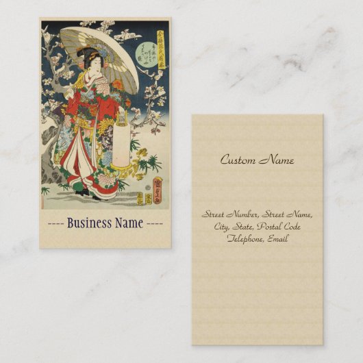 Japanse dame Geisha Portret Art Business Visitekaartje (Voorkant / Achterkant)