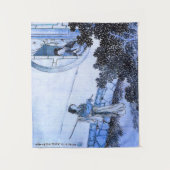 Japanse dame in kimono op moongate wandkleed (Voorkant)