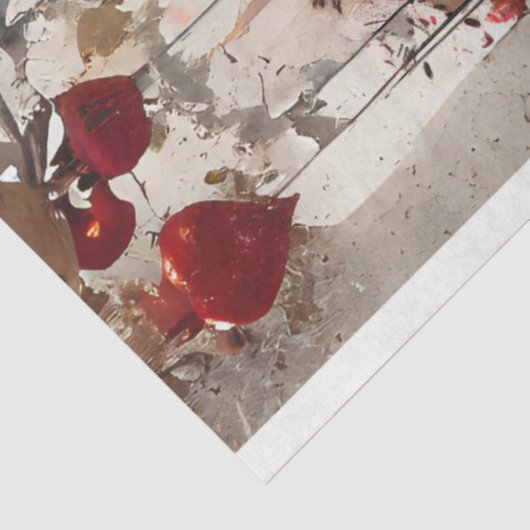 Japanse Dame in Rode Kimono Decoupage Tissuepapier (Detail)