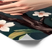 Japanse dame met de berg Fuji Poster (Hoek)