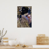 Japanse dame met een fan van George Hardy Poster (Keuken)