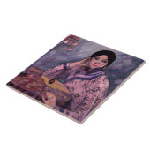 Japanse Dame met een Parfum Fles Tegeltje (Zijkant)