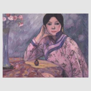 Japanse Dame met een Parfum Fles Tissuepapier