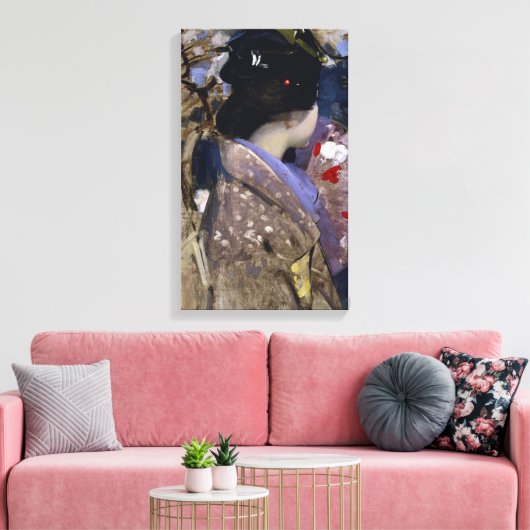 Japanse dame met een ventilator van George Henry Canvas Afdruk (Insitu (Woonkamer))