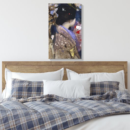 Japanse dame met een ventilator van George Henry Canvas Afdruk (Insitu (Slaapkamer))