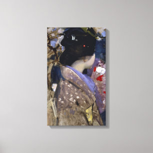 Japanse dame met een waaier door George Henry Canvas Afdruk