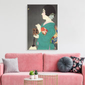 Japanse Dame met vuurvliegenkooi Canvas Afdruk (Insitu (Woonkamer))