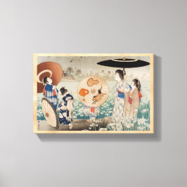  japanse dames met paraplu canvas afdruk