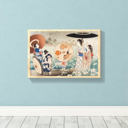  japanse dames met paraplu canvas afdruk (Insitu (Houten vloer))