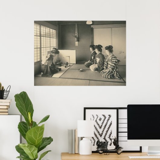 japanse dames op de vloer poster (Thuiskantoor)