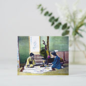 Japanse dames schilderen een traditioneel Kimono Briefkaart (Staand voorkant)