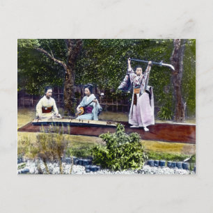 Japanse danseres en muzikanten  briefkaart