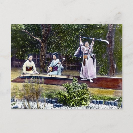 Japanse danseres en muzikanten  briefkaart (Voorkant)