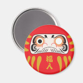 Japanse daruma (met één oog gevuld) magneet (Voorkant / Achterkant)