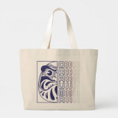 Japanse Daruma pop illustratie Grote Tote Bag (Achterkant)