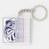 Japanse Daruma-popillustratie Sleutelhanger (Achterkant)