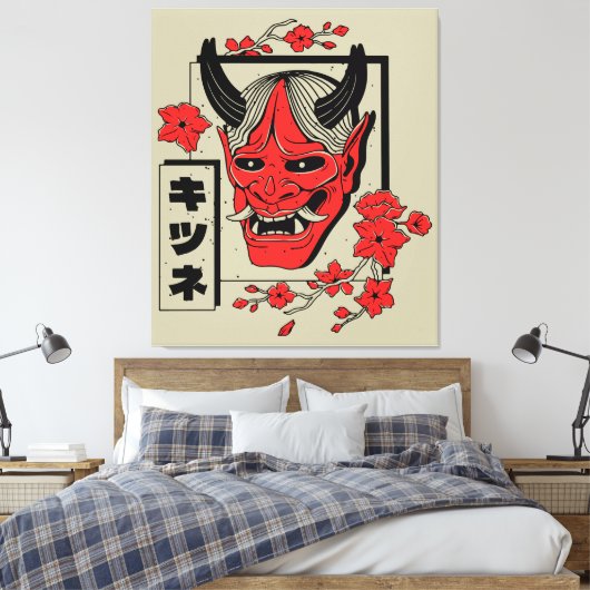 Japanse demon canvas afdruk (Insitu (Slaapkamer))