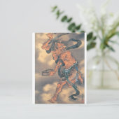 Japanse demon met horens en penseel briefkaart (Staand voorkant)