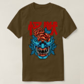 Japanse demon Samurai Oni Face Mask Glitch T-shirt (Design voorkant)