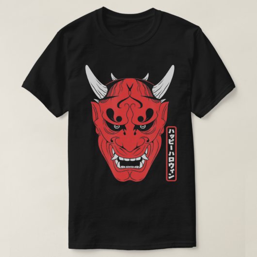 Japanse demons Face Devil Harajuku esthetisch T-shirt (Design voorkant)