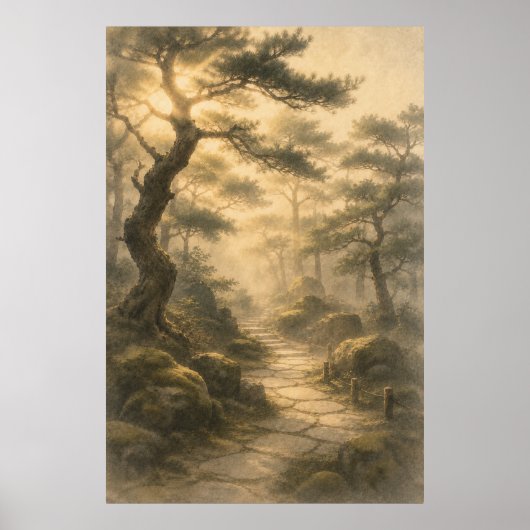 Japanse Dennenbos Japandi Muurkunst Poster (Voorkant)