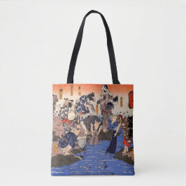 Japanse dieren wassen kleding tote bag