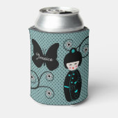 Japanse Doll Polka Dot gepersonaliseerd Blikjeskoeler (Blikje Achterkant)