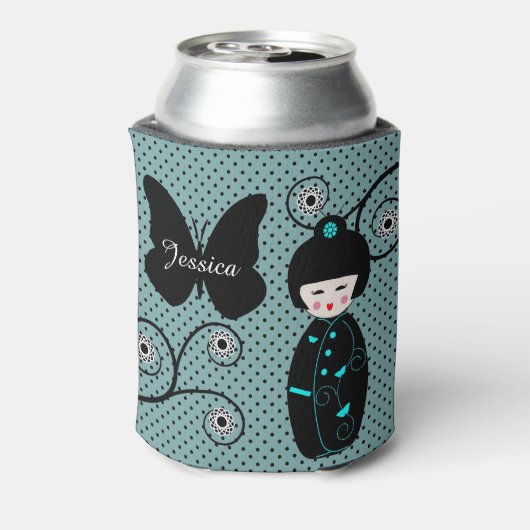 Japanse Doll Polka Dot gepersonaliseerd Blikjeskoeler (Blikje Achterkant)