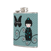 Japanse Doll Polka Dot gepersonaliseerd Heupfles (Links)