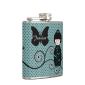 Japanse Doll Polka Dot gepersonaliseerd Heupfles (Rechts)