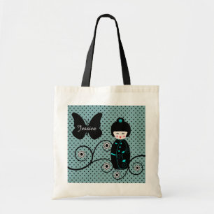 Japanse Doll Polka Dot gepersonaliseerd Tote Bag