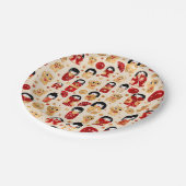 Japanse dollen - Kokeshi en Maneki Neko Cats Papieren Bordje (Gekanteld)